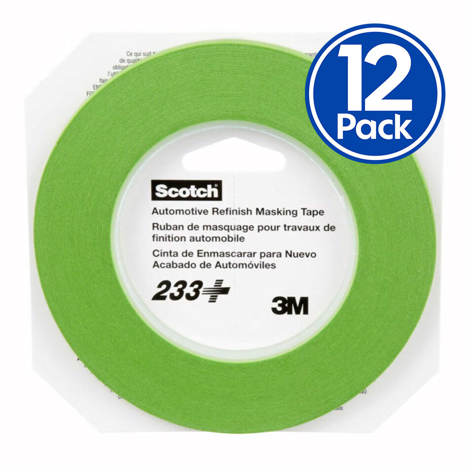 3M 233+ Performance Green Masking Tape 6mm x 55m 12 Pack