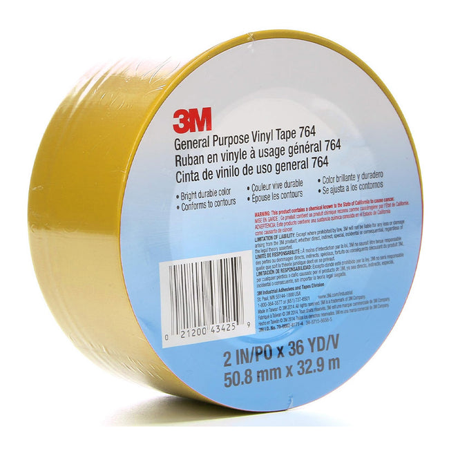 3M General Purpose Vinyl Tape 764 Yellow 50mm x 32.9m Linemarking
