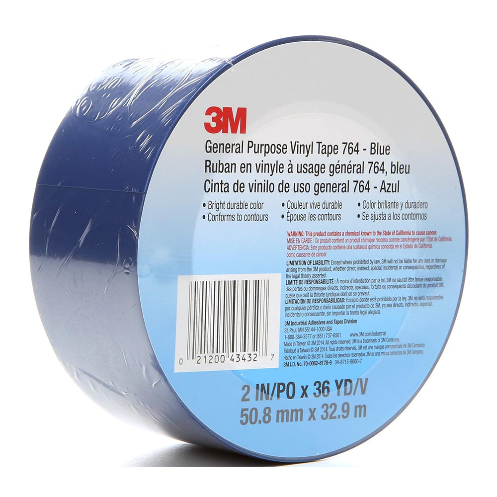 3M General Purpose Vinyl Tape 764 Blue 50mm x 32.9m Linemarking