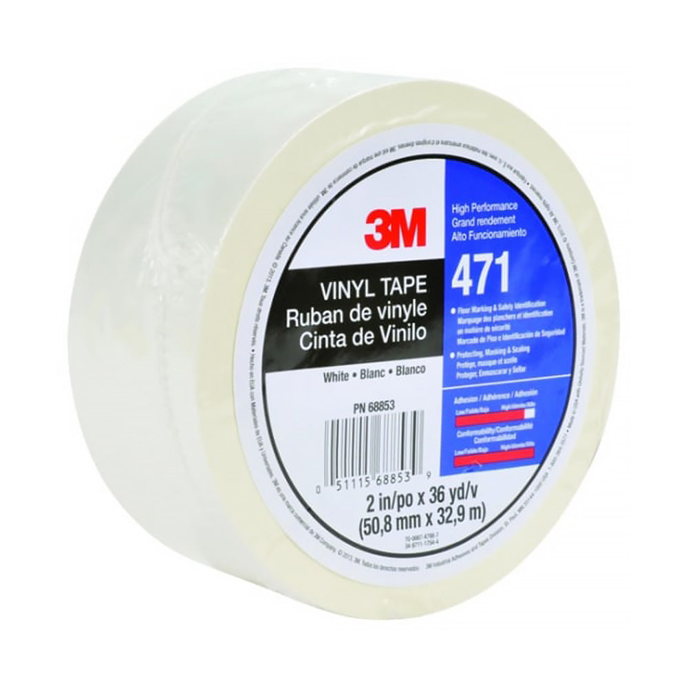 3M 471 Vinyl Marking Tape 50mm x 33m White Linemarking Dirt Trap Tape