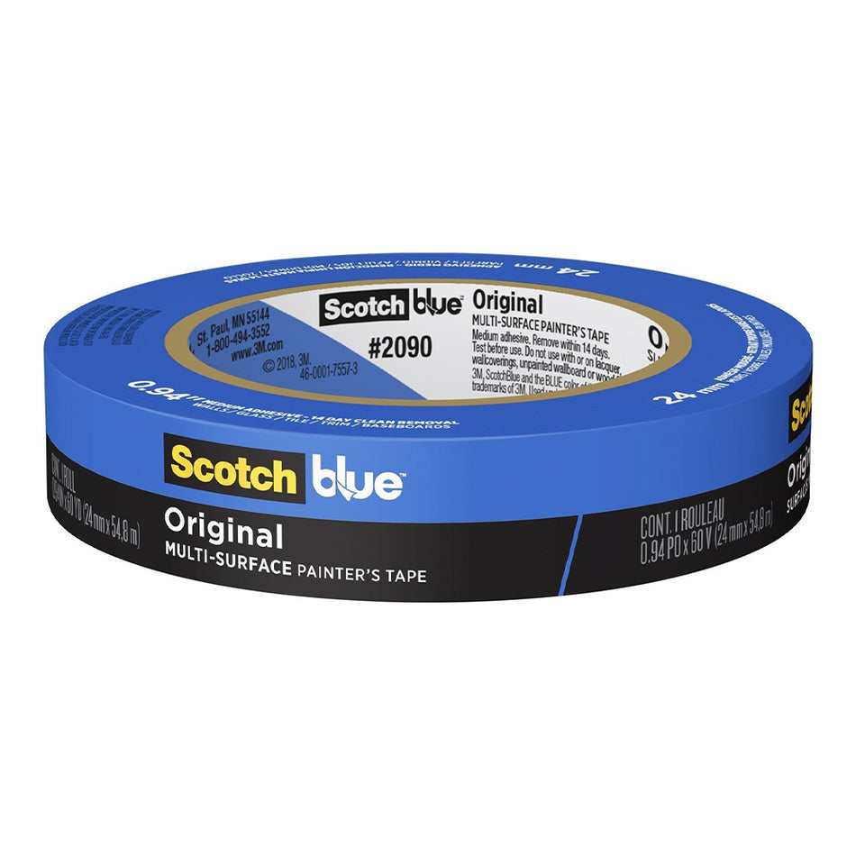3M 2090 Scotch Blue Original Painters Masking Tape 24mm x 54.8m x 3 Pack