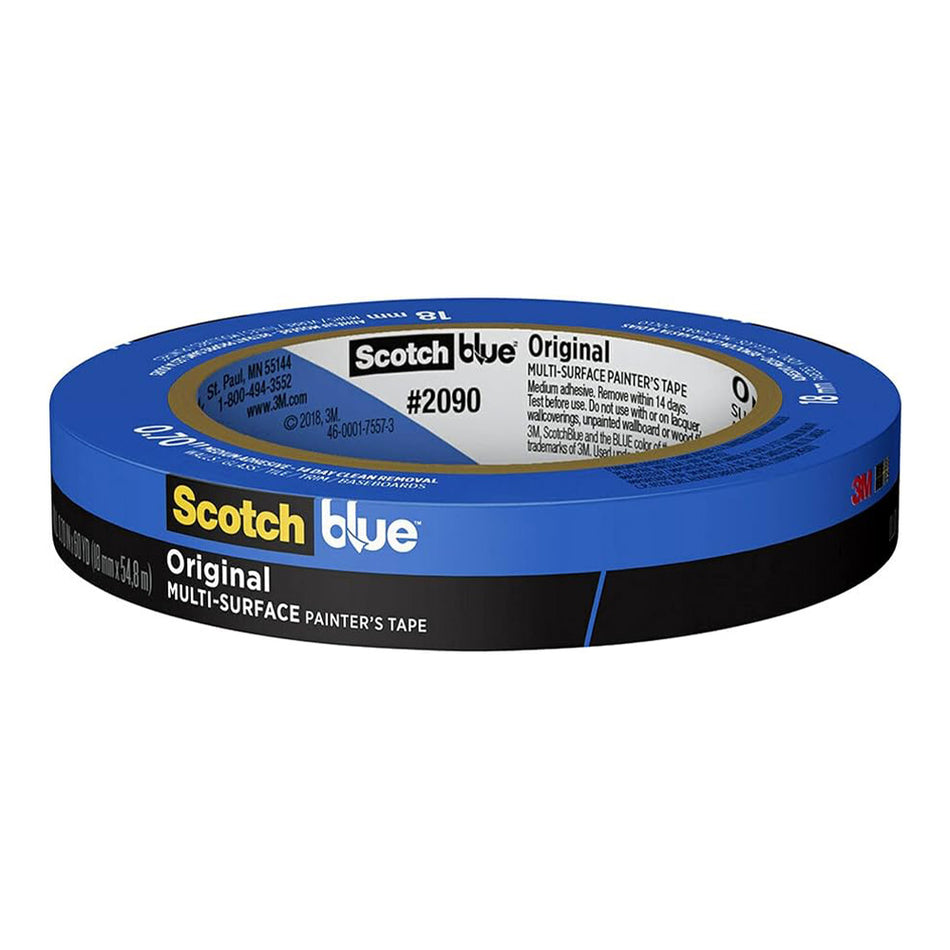 3M 2090 Scotch Blue Original Painters Masking Tape 18mm x 54.8m x 3 Pack