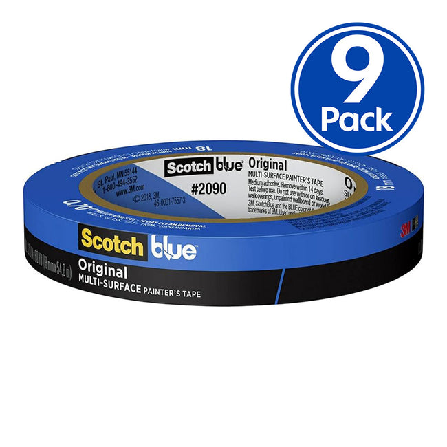 3M 2090 Scotch Blue Original Painters Masking Tape 18mm x 54.8m x 9 Pack