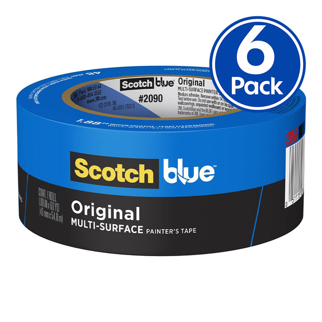 3M 2090 Scotch Blue Original Painters Masking Tape 48mm x 54.8m x 6 Pack