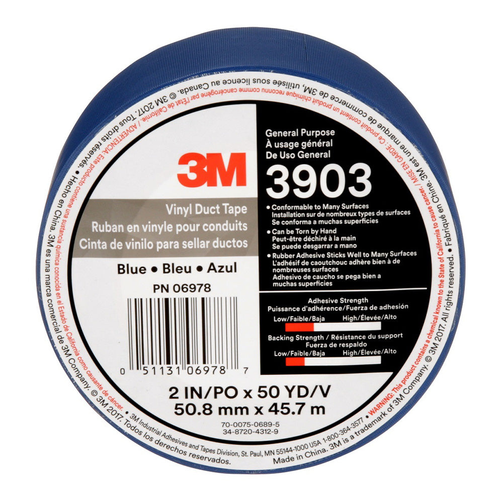 3M 3903 General Purpose Blue Vinyl Duct Tape 50mm x 45.7m Roll