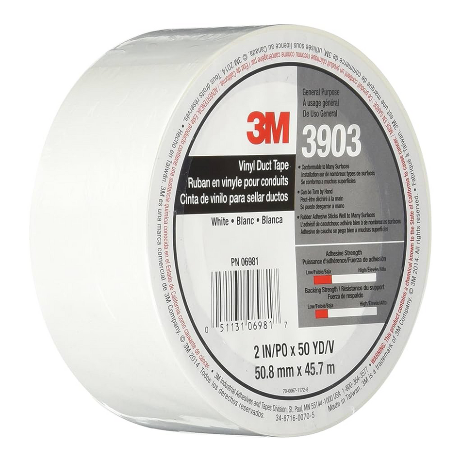 3M 3903 General Purpose White Vinyl Duct Tape 50mm x 45.7m Roll