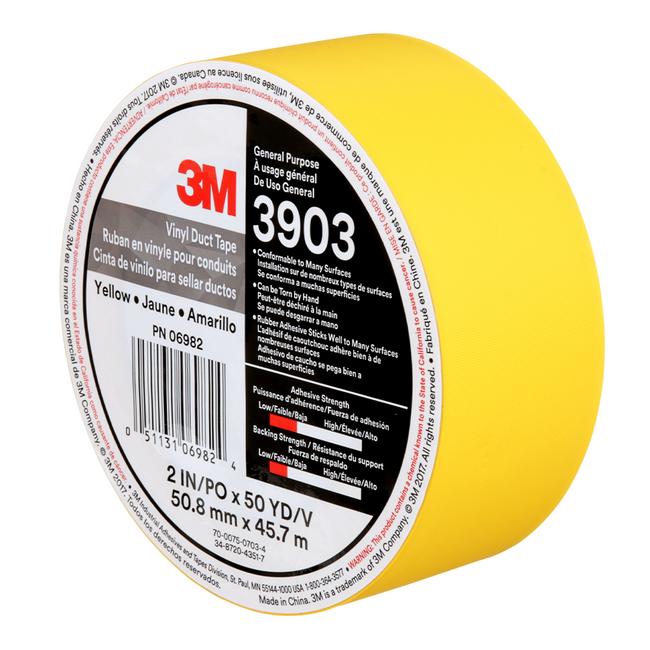 3M 3903 General Purpose Yellow Vinyl Duct Tape 50mm x 45.7m Roll