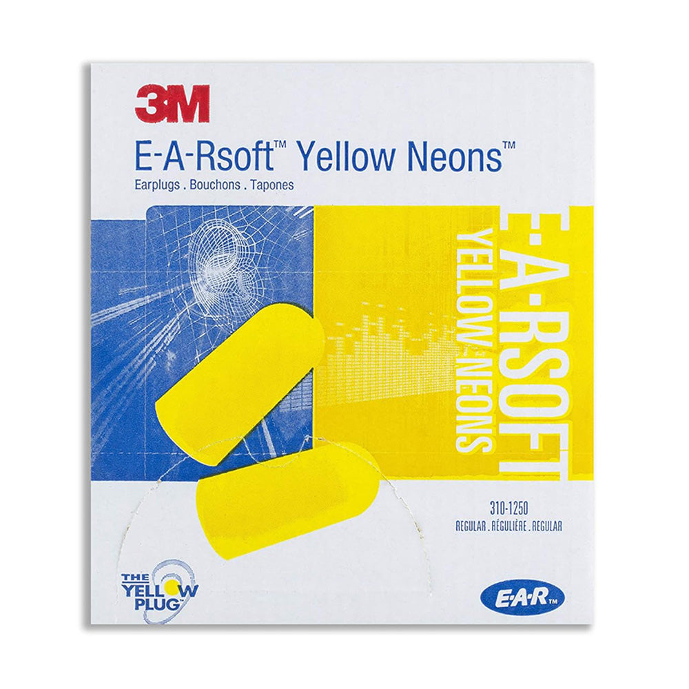 3M E-A-Rsoft Yellow Neons Earplugs 312-1250 Uncorded x 100 Pairs