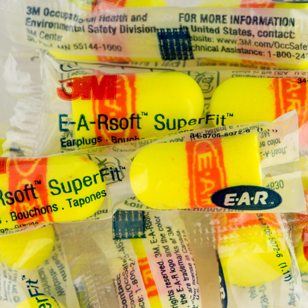 3M EARsoft SuperFit Uncorded Earplugs 312-1256 x 200 Pairs Bag Ear Plugs