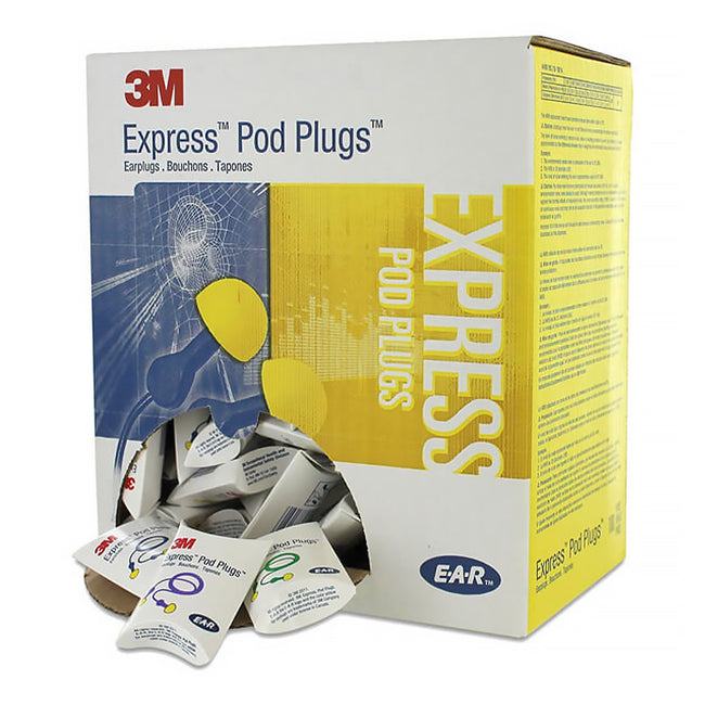 3M EAR Express Pod Plugs Assorted Corded Earplugs 321-2115 x 100 Pack