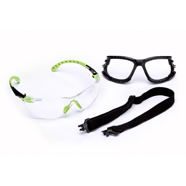 3M Solus 1000 Series Safety Glasses S1201SGAF-KT Clean Lens Green Black Strap