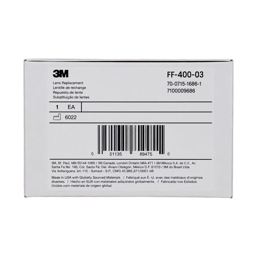 3M Secure Click FF-400-03 Full Face Respirator Replacement Lens Clear