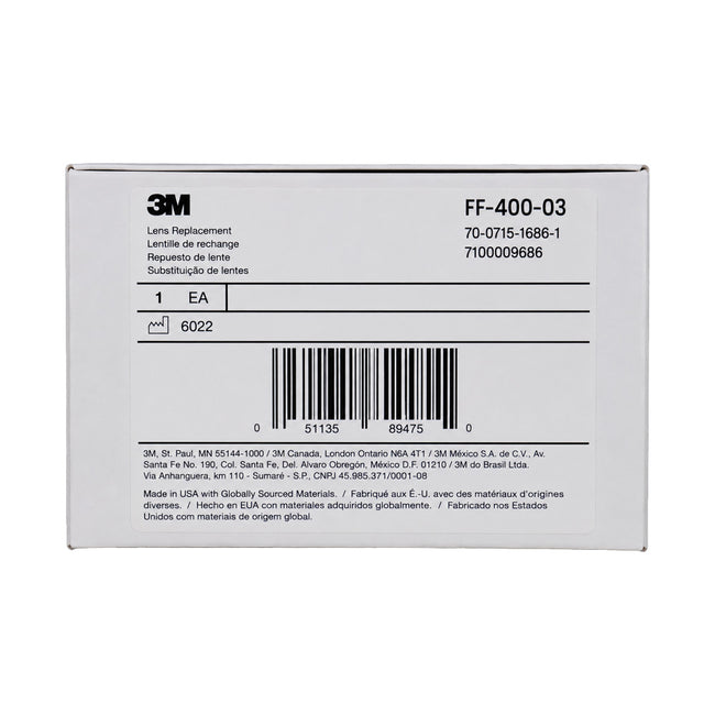 3M Secure Click FF-400-03 Full Face Respirator Replacement Lens Clear