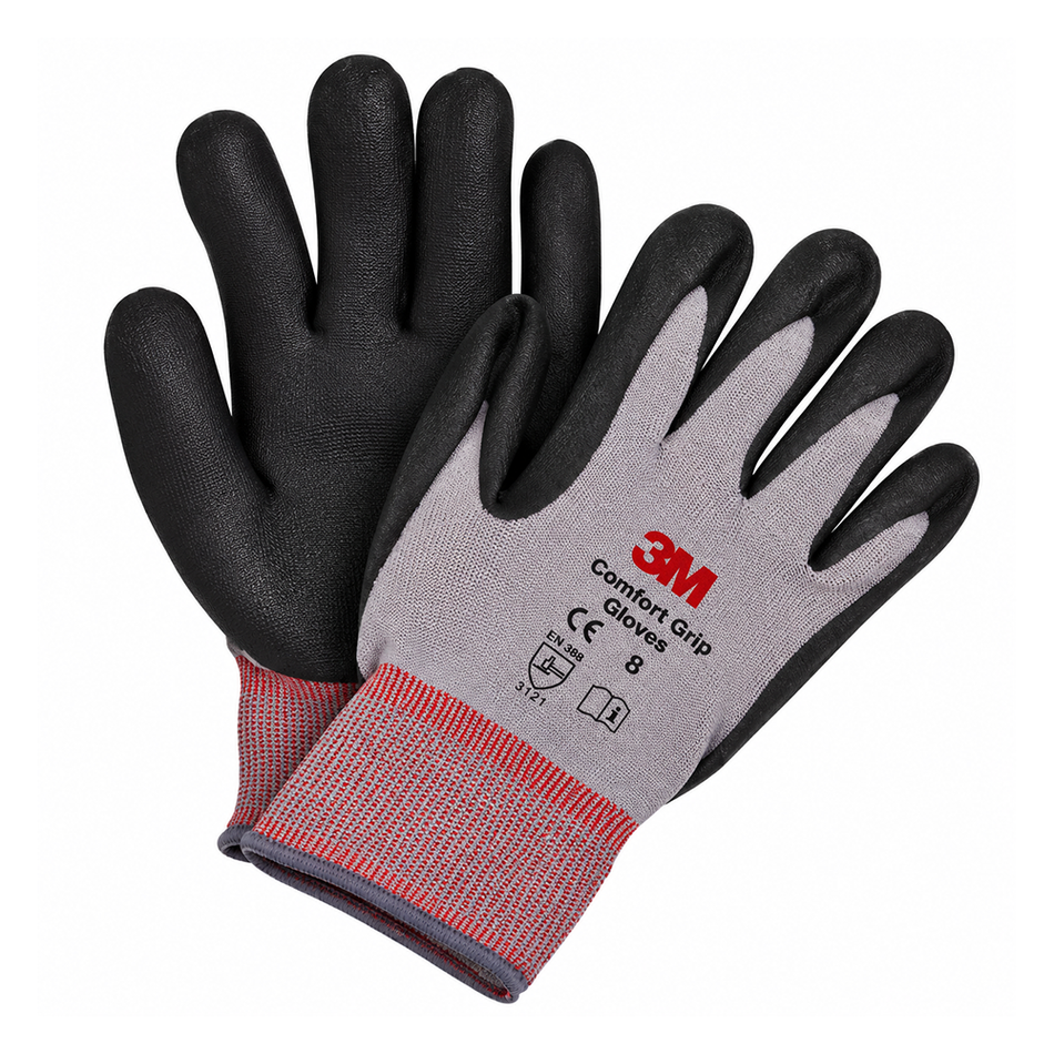 3M Comfort Grip Nitrile Coated Work Gloves Large 5 Pack