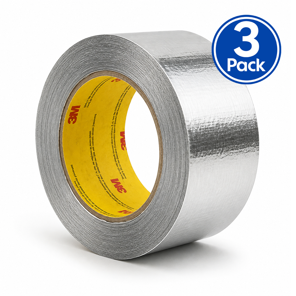 3M Aluminium Foil Tape 425 Silver 50mm x 55m 3 Pack