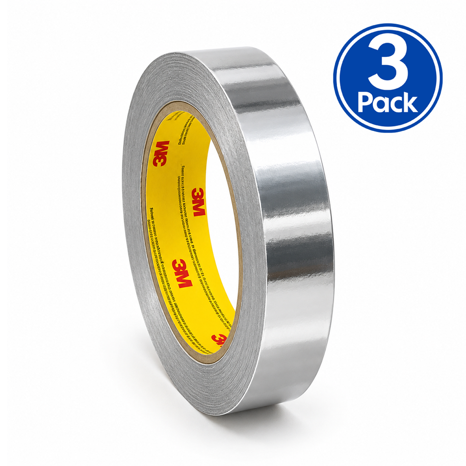 3M Aluminium Foil Tape 425 Silver 25mm x 55m 3 Pack