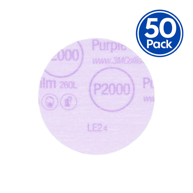 3M 30366 Hookit Purple Finishing Film Disc 260L 150mm P2000 x 50 Pack