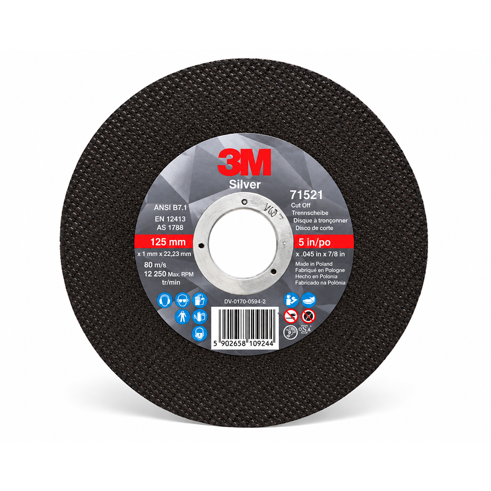 3M 71521 Silver Cut-Off Wheel 125mm x 1mm 60+ Metal Cutting Disc 25 Pa ...