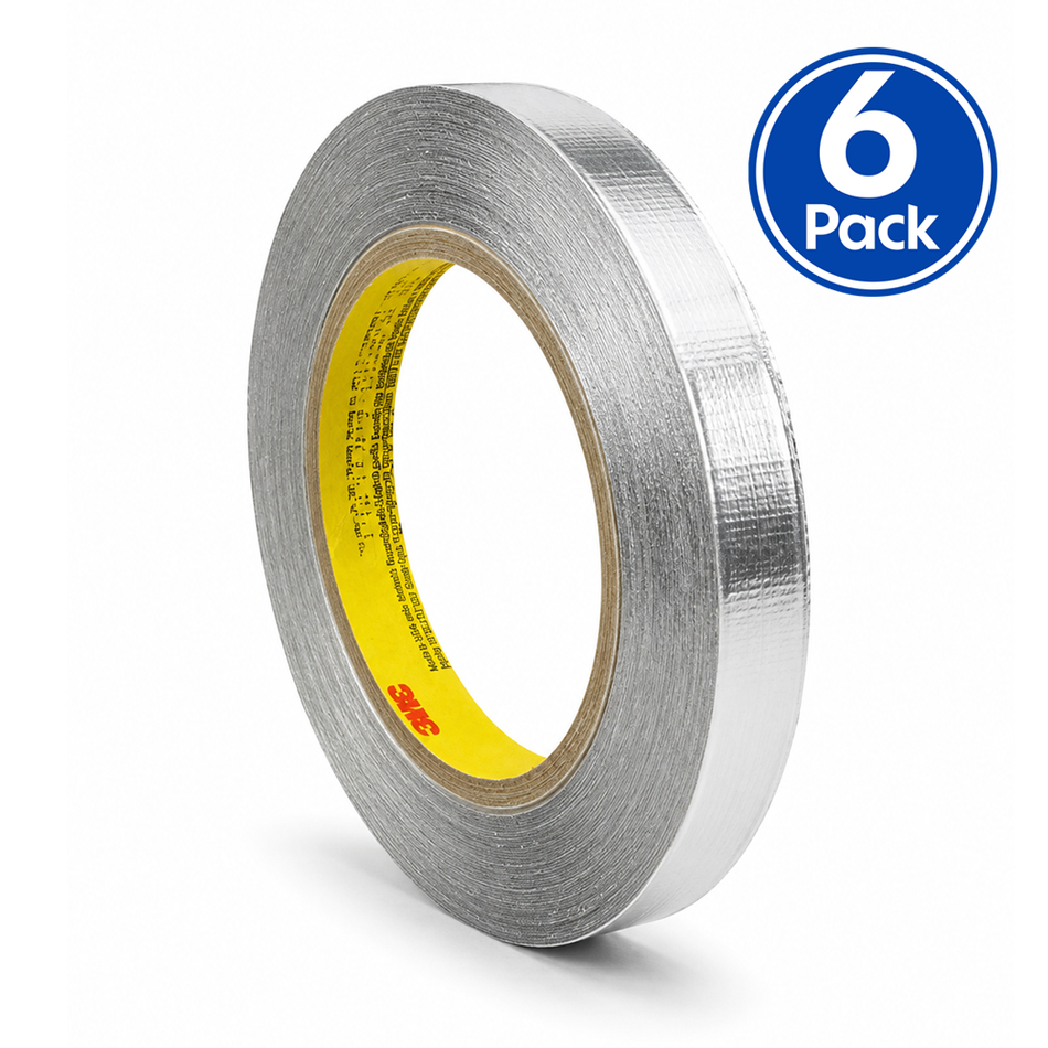 3M Aluminium Foil Tape 425 Silver 12mm x 55m 6 Pack