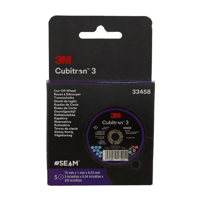 3M Cubitron 3 Cut Off Wheel 33458 5 Pack 75mm x 1mm High Performance