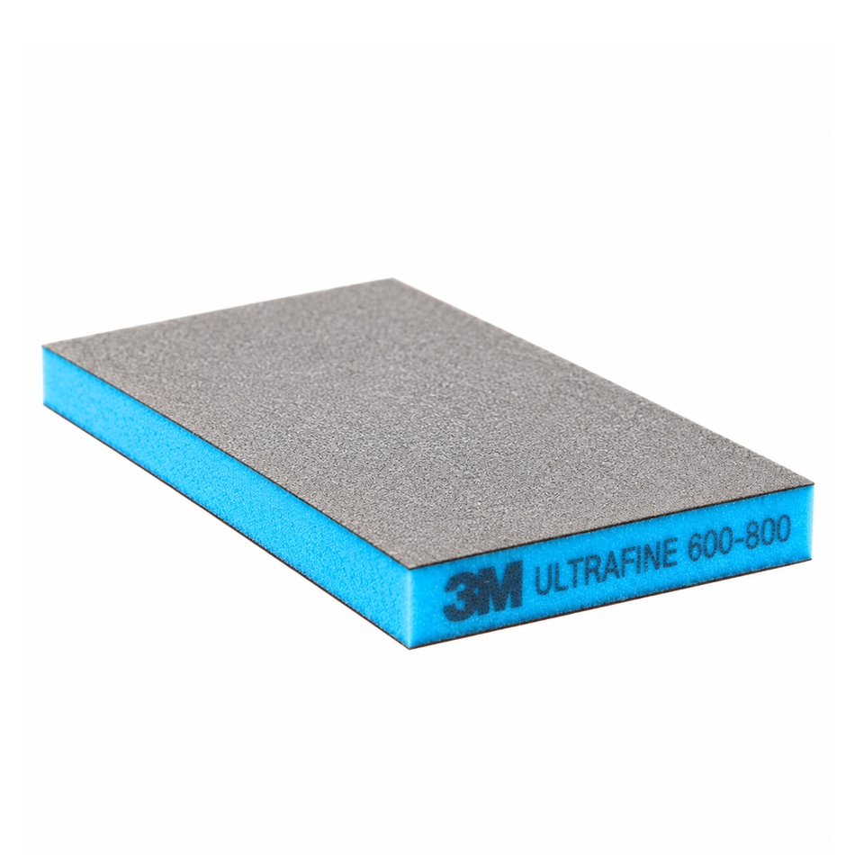 3M 23811 Two-Sided Sanding Sponge Ultrafine 600-800 Grit Blue 124mm x 98mm 5 Pack
