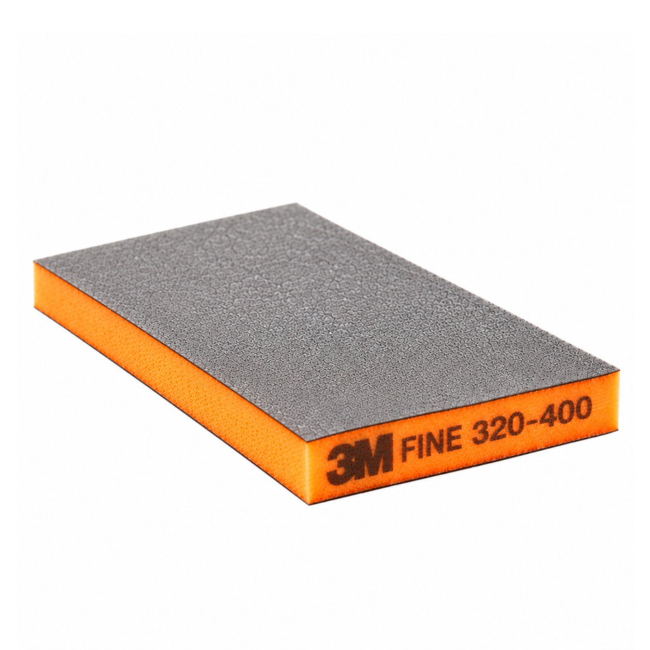 3M 23809 Two-Sided Sanding Sponge Fine 320-400 Grit Orange 124mm x 98mm 5 Pack