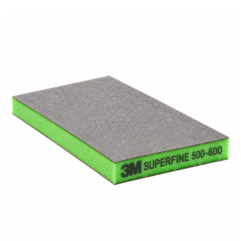 3M 23810 Two-Sided Sanding Sponge Superfine 500-600 Grit Green 124mm x 98mm 5 Pack