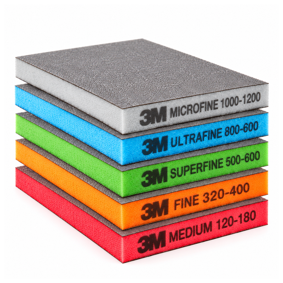 3M 23813 Two-Sided Sanding Sponge Assorted Grit 120-1200 5 Pack