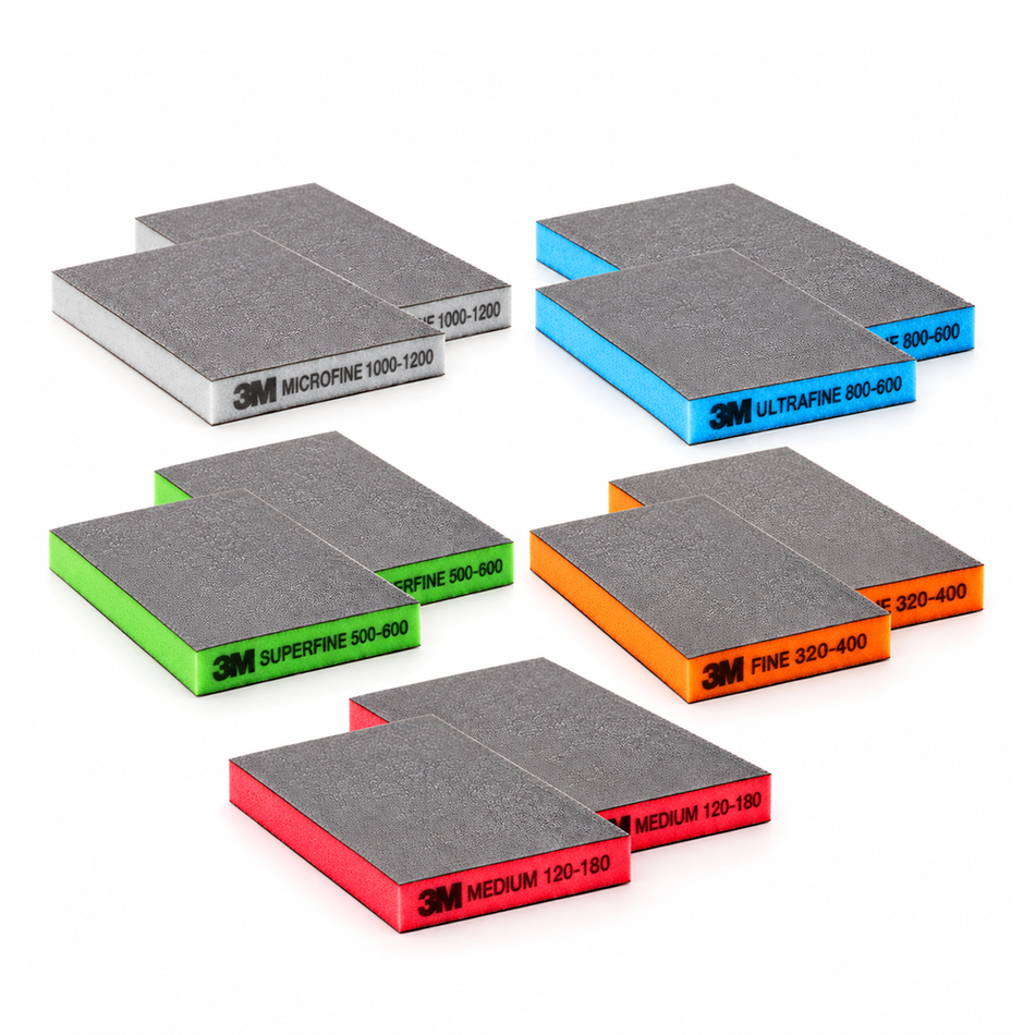 3M 23813 Two-Sided Sanding Sponge Assorted Grit 120-1200 10 Pack