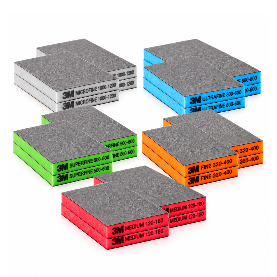 3M 23813 Two-Sided Sanding Sponge Assorted Grit 120-1200 20 Pack