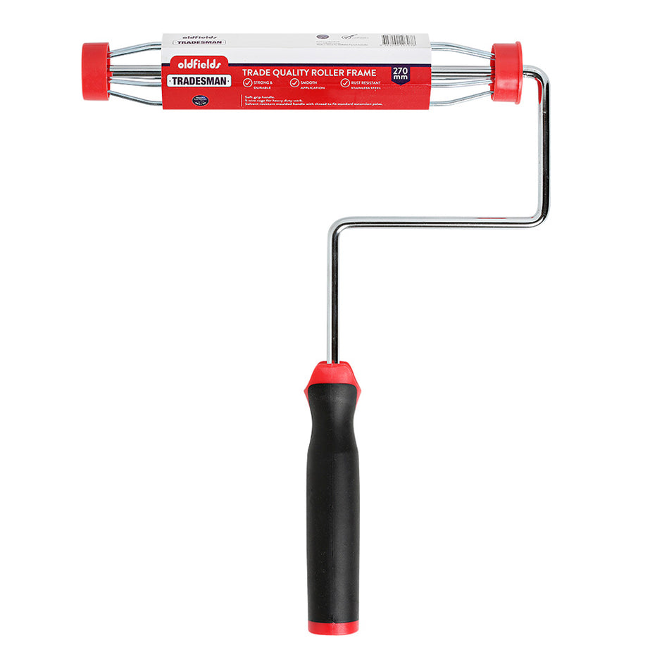OLDFIELDS Tradesman Paint Roller Frame 270mm Soft Threaded Handle All Paints