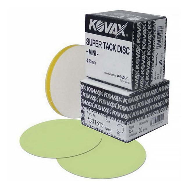 KOVAX Super Tack Abrasive Disc Mini Green 2000 Grit 75mm x 50 Pack Super Buflex