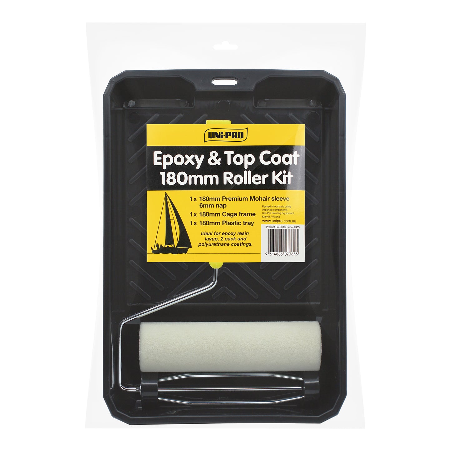 UNi-PRO Marine Epoxy Topcoat Roller Kit 180mm 6mm Nap Smooth Finish