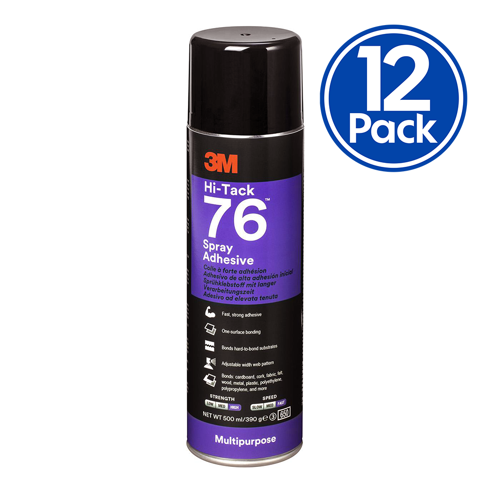 3M Hi-Tack 76 Spray Adhesive Clear 515g Bonding Rubber Fabric Felt x 12 Pack