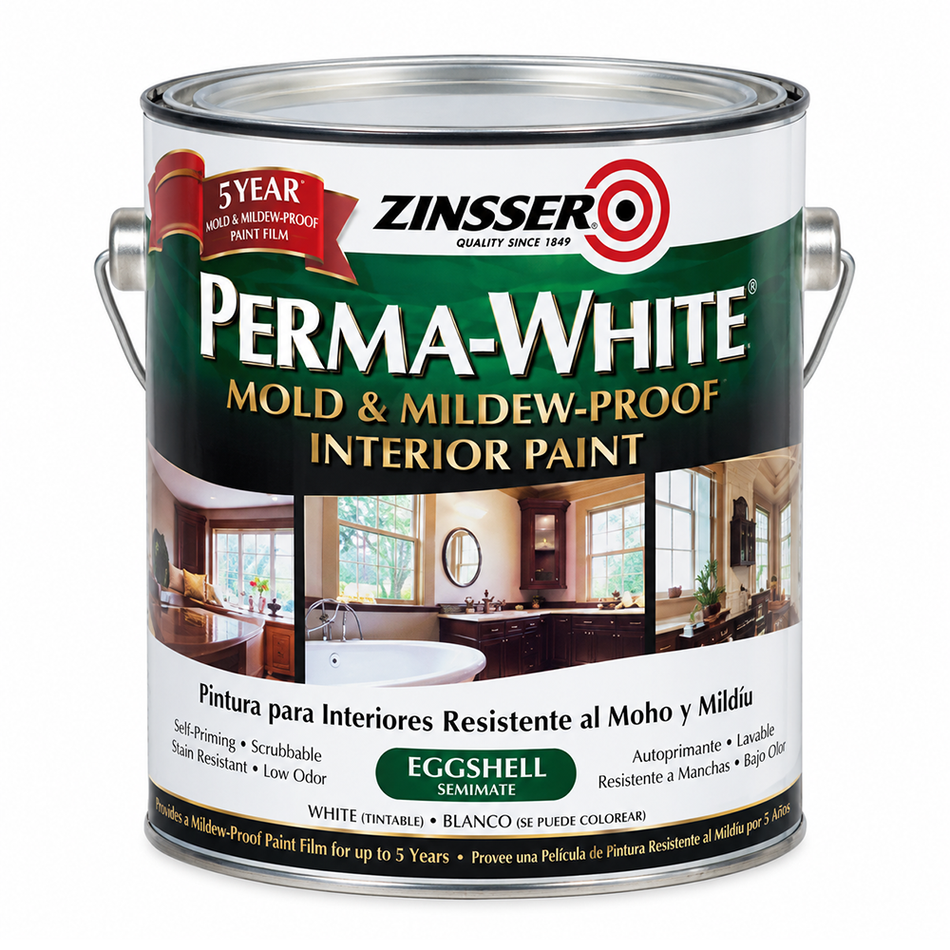 ZINSSER Perma-White Mould & Mildew Proof Interior Paint Eggshell White 3.78L