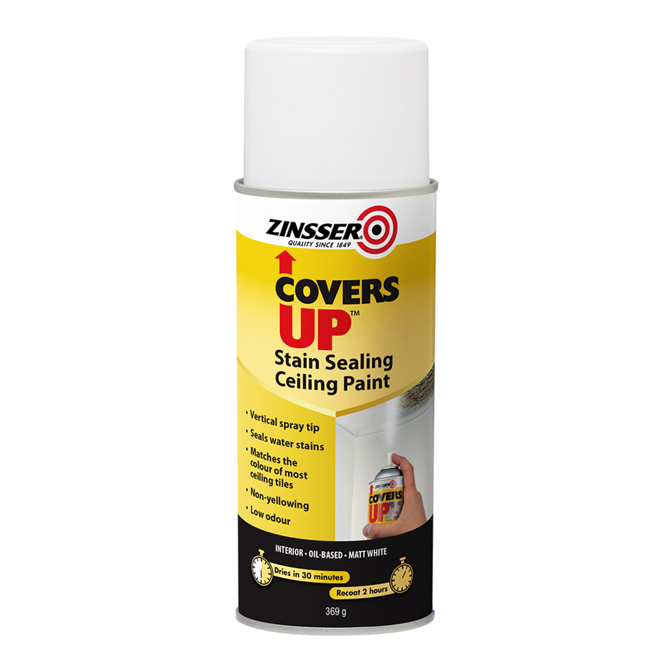 ZINSSER RUST-OLEUM Covers Up Ceiling Paint & Primer Aerosol 369g White Spray
