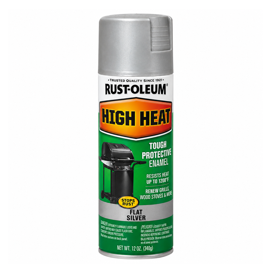 RUST-OLEUM High Heat Flat Silver Spray Paint 340g 3 Pack