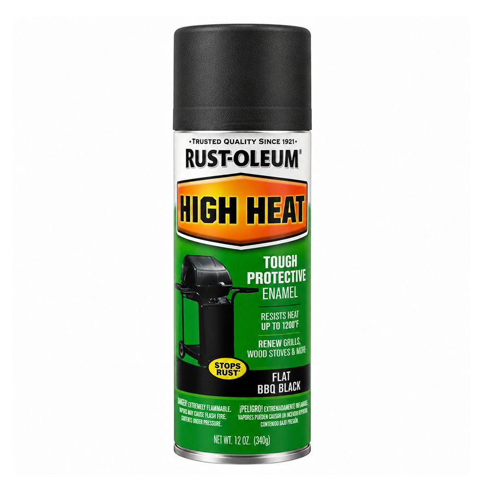 RUST-OLEUM High Heat Flat BBQ Black 340g Heat Resistant Spray Paint 3 Pack