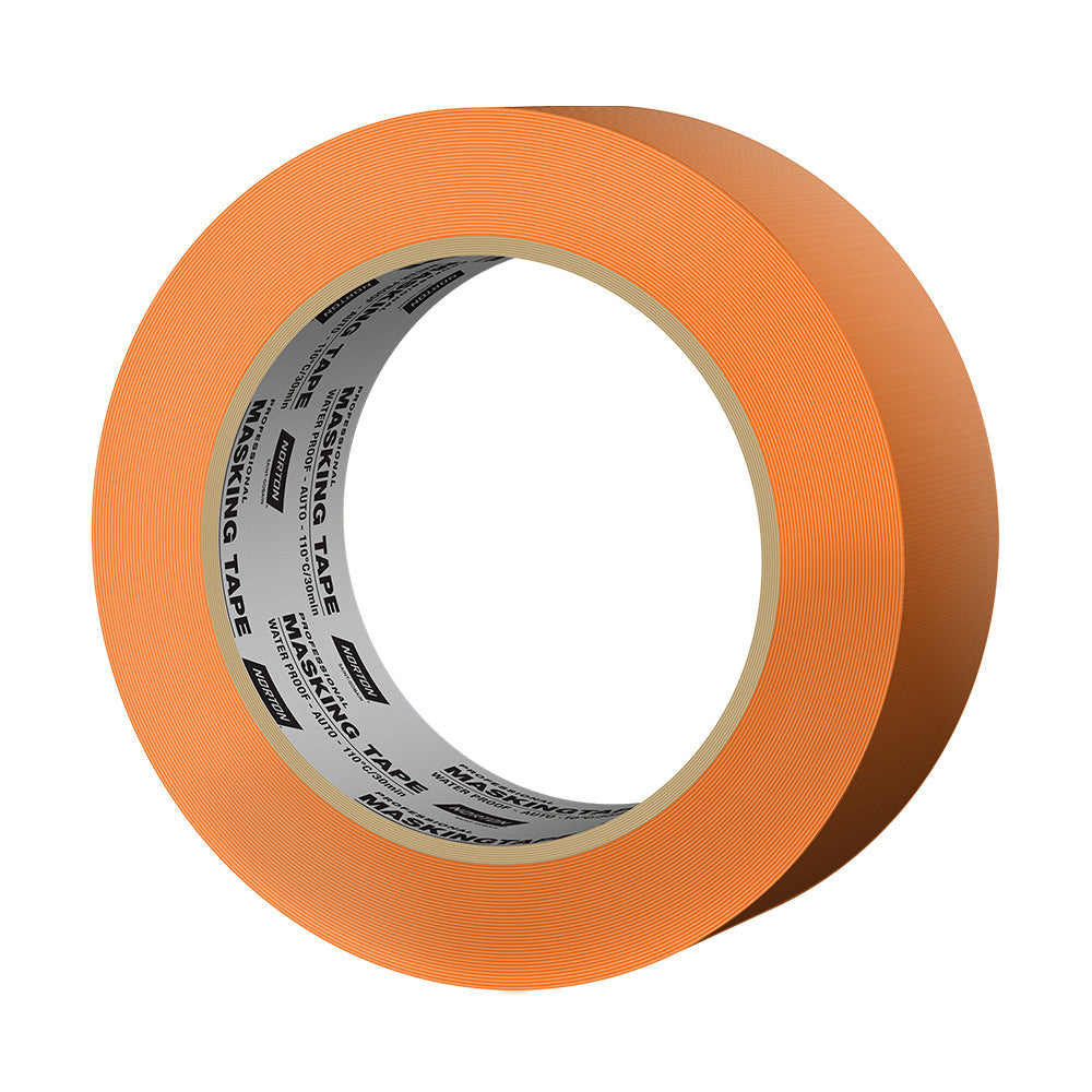 NORTON High Temp 110°C Orange Automotive Masking Tape 18mm Waterproof Pack Box