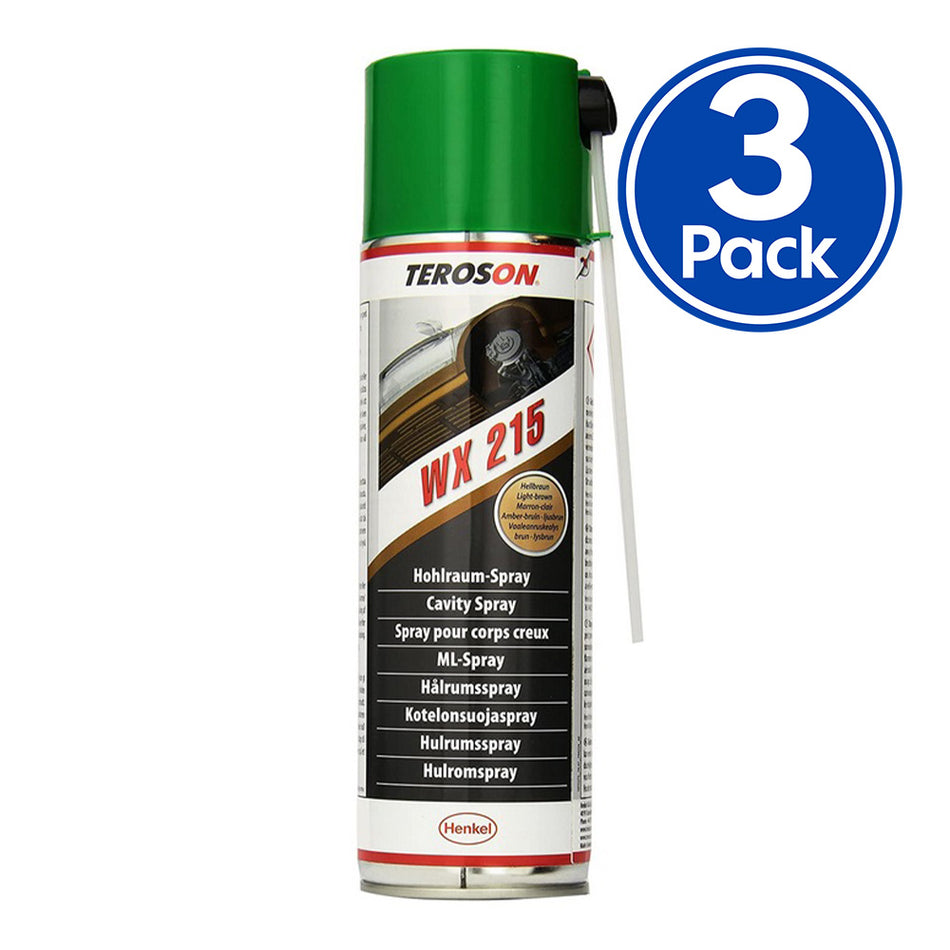 TEROSON WX 215 Cavity Wax & Anti-corrosive Agent Spray 500ml Light Brown x3 Pack
