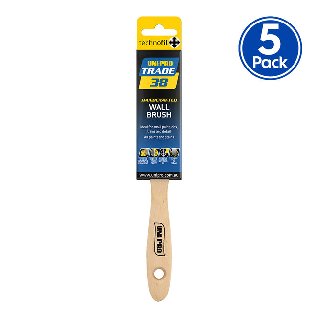 UNI-PRO Trade Wall Brush 38mm Professional Paint Application Brush 5 Pack
