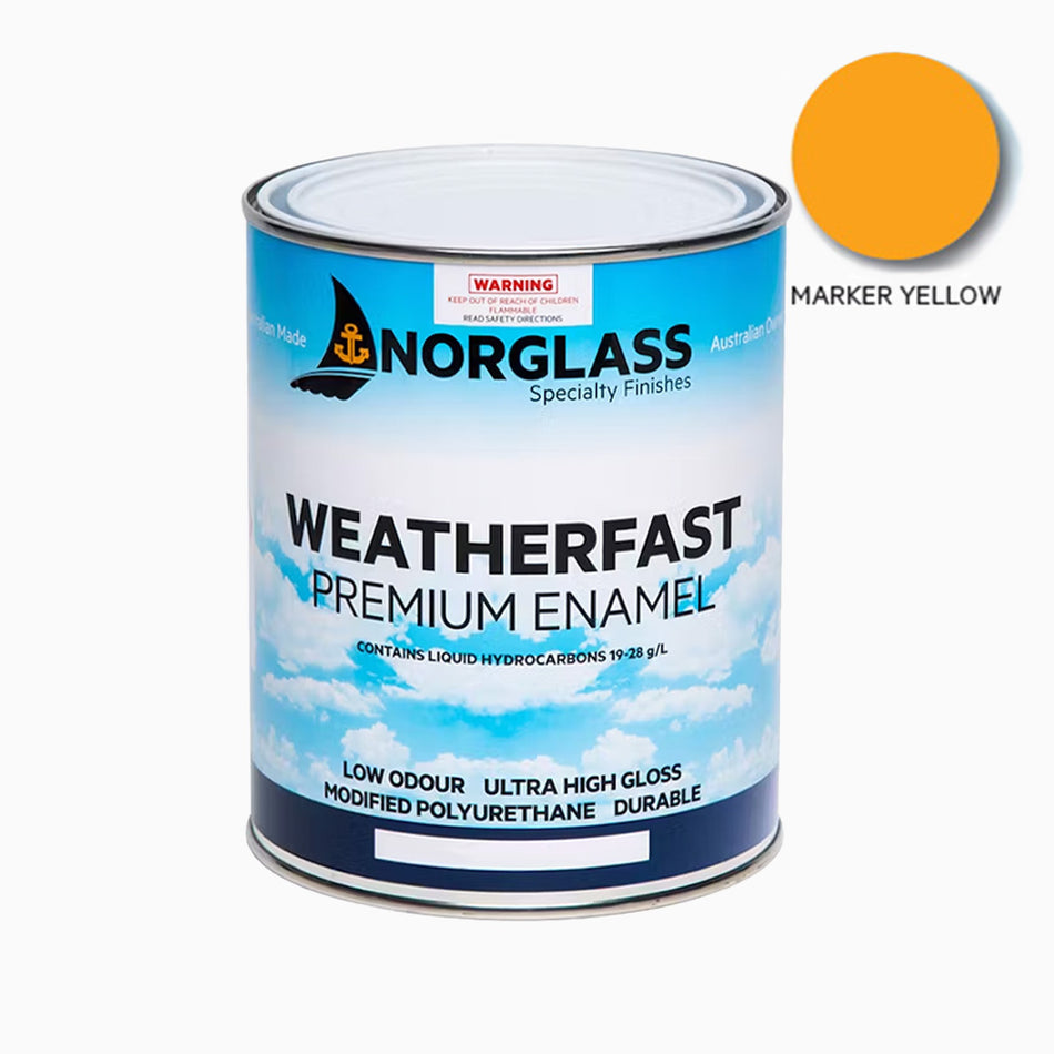 NORGLASS Weatherfast Marine Premium Enamel 1L Marker Yellow High Gloss