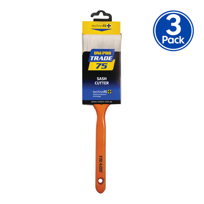 UNi-PRO Trade Sash Cutter Brush Paint 75mm Cutting In Angled Brush x3