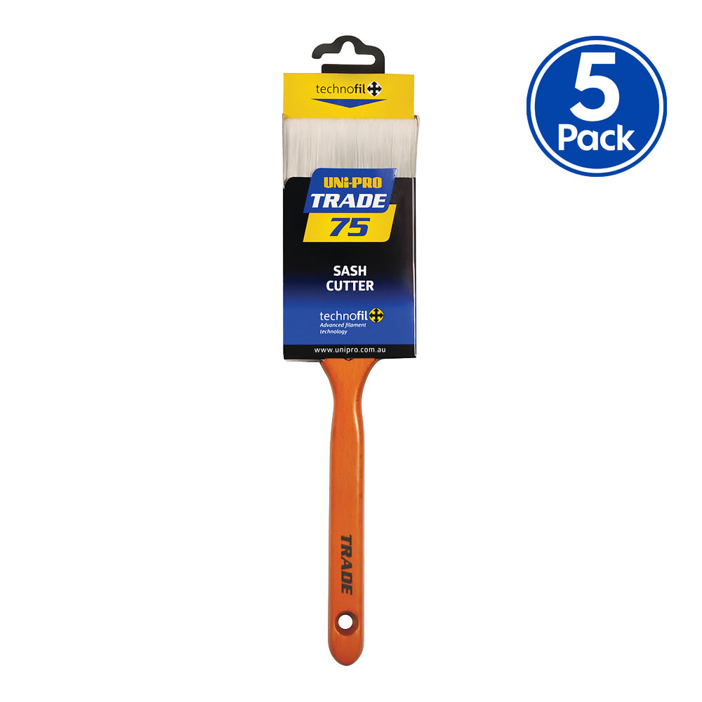 UNi-PRO Trade Sash Cutter Brush Paint 75mm Cutting In Angled Brush x5