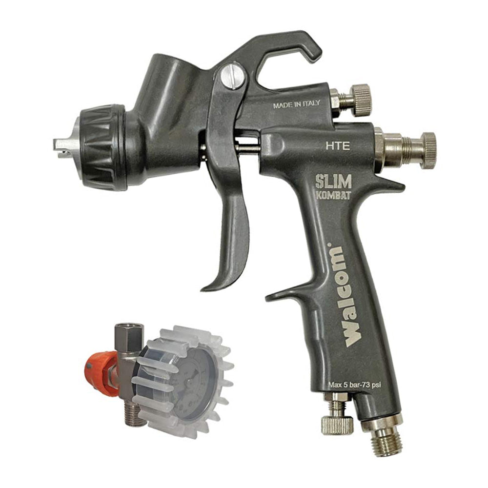 WALCOM Slim KOMBAT HTE 1.3mm Camo Green Kevlar Gravity Spray Gun + Reg ...