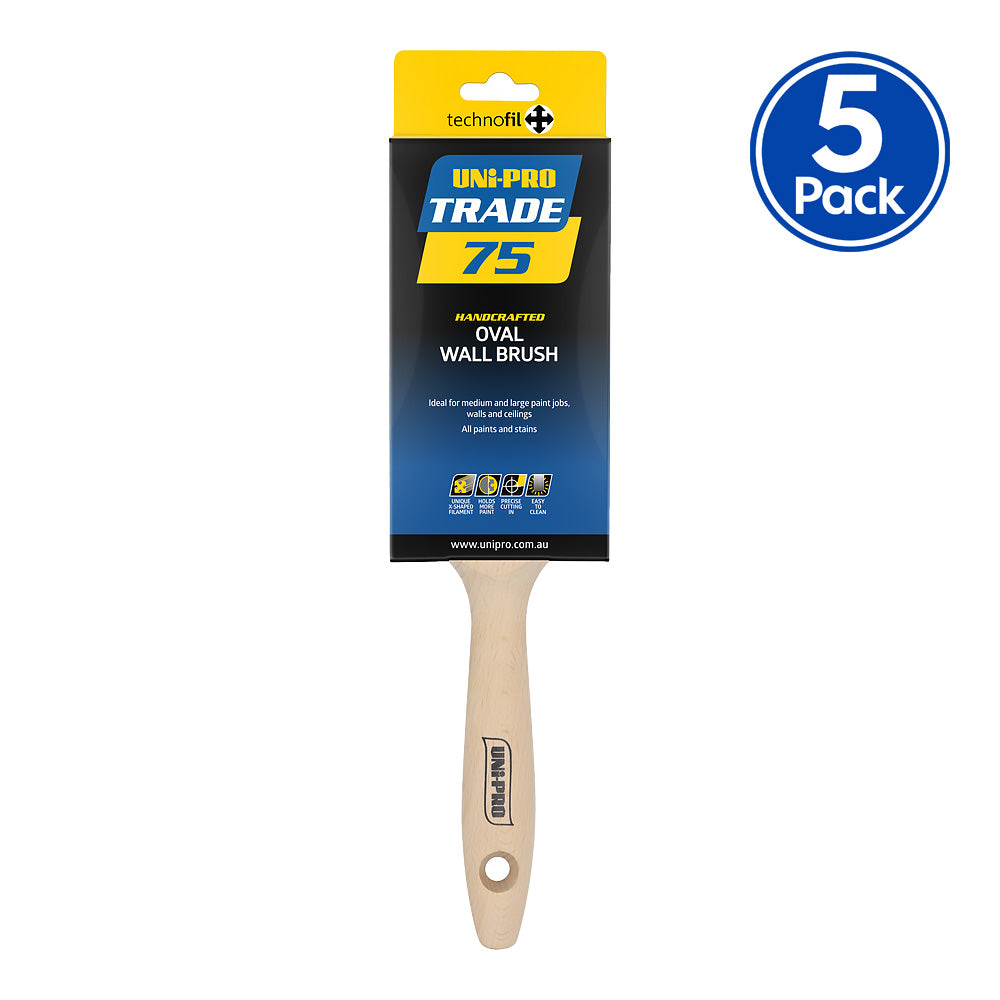 UNi-PRO Trade Oval Wall Brush 75mm Professional Paint Application x5