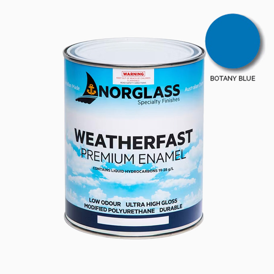 NORGLASS Weatherfast Marine Premium Enamel 1L Botany Blue High Gloss