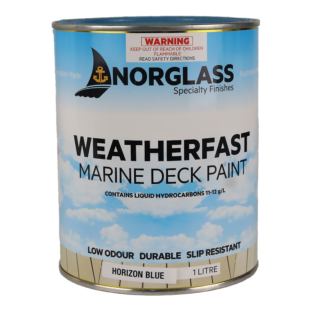 NORGLASS Weatherfast Marine Deck Paint Horizon Blue 1L Slip-Resistant Coating