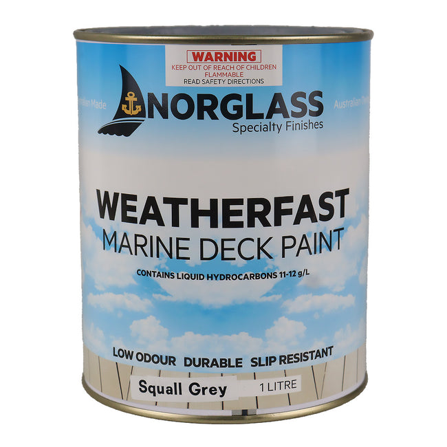 NORGLASS Weatherfast Marine Deck Paint Squall Grey 1L Slip-Resistant Coating