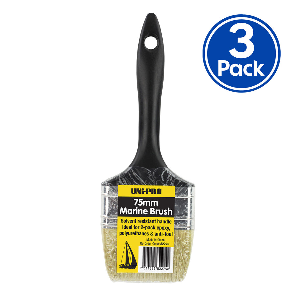UNi-PRO Marine Brush 75mm Professional Coatings And Epoxy Application Tool x3